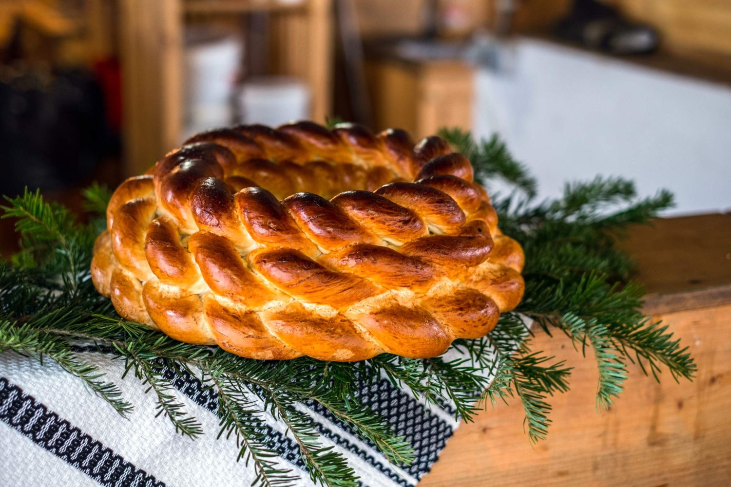 Romanian,Traditional,Braided,Bread,From,Maramures,Area,,Romania