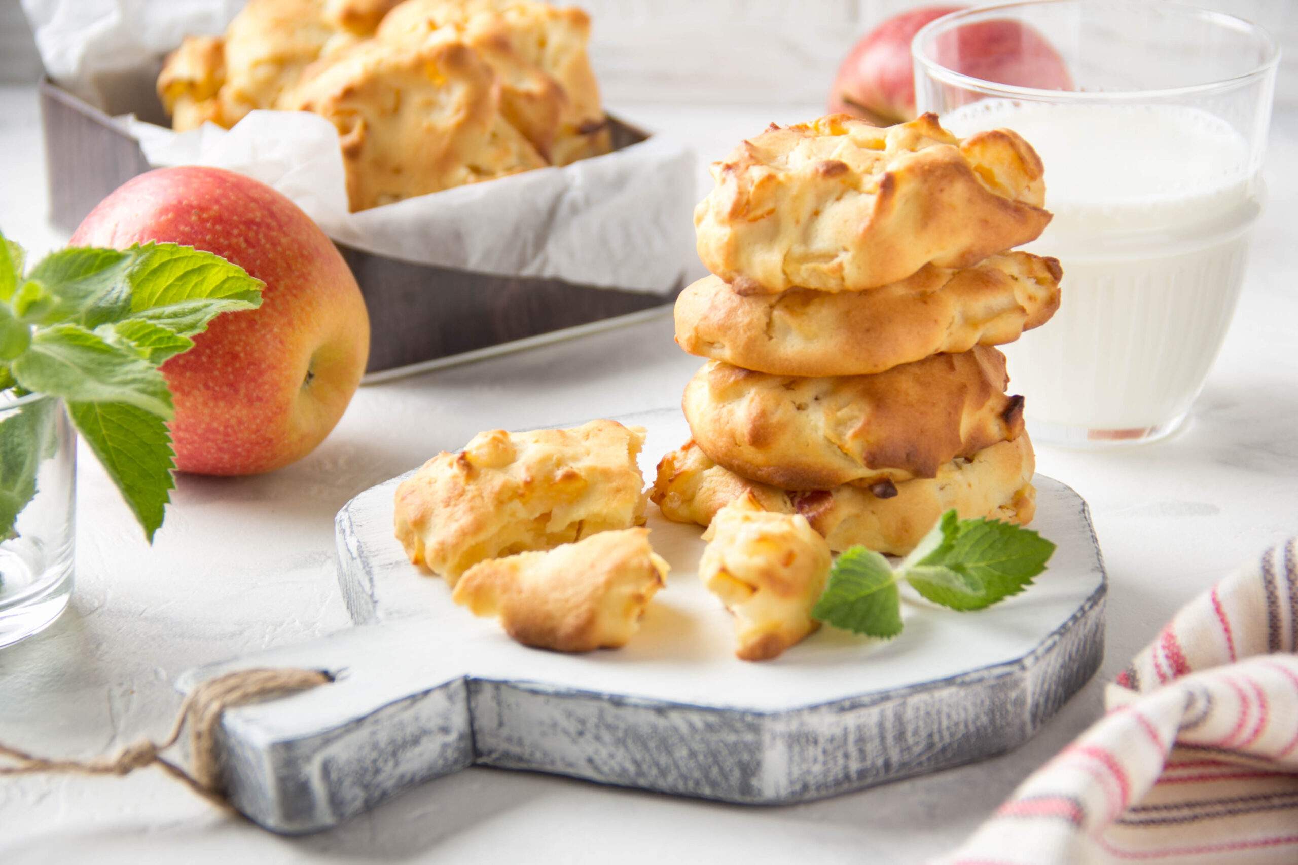 Homemade,Apple,Cookies,With,Milk,And,Mint,,Soft,And,Tender