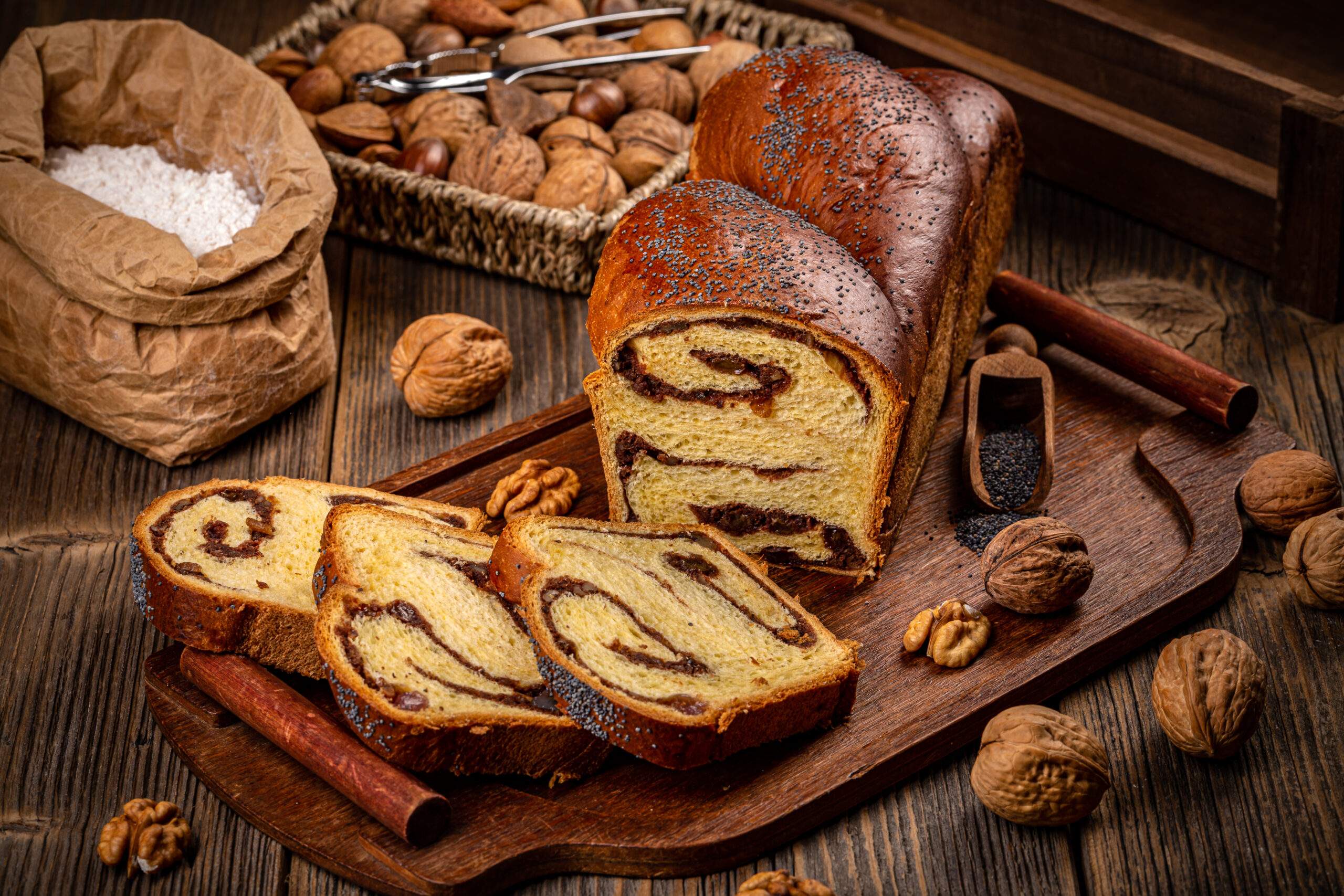 Brioche,Style,Sweet,Loaf,With,Walnuts,And,Raisins.,Homemade,Braided