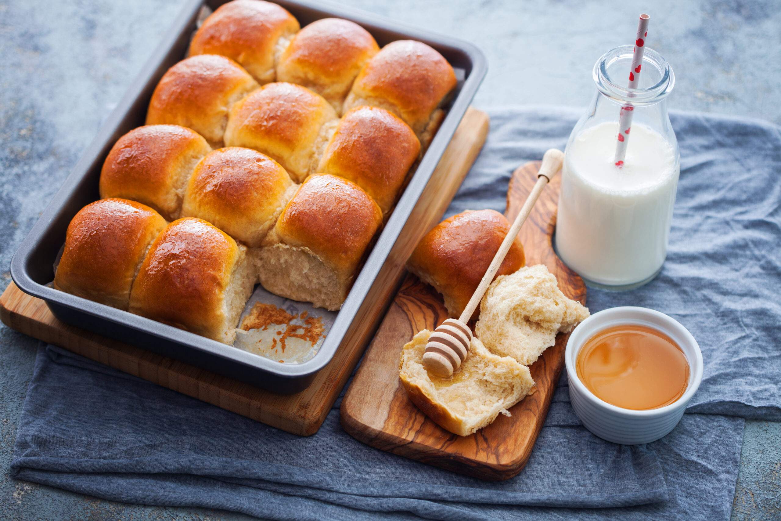 Brioche,Buns,With,Honey,And,Milk,-,Food,And,Drink